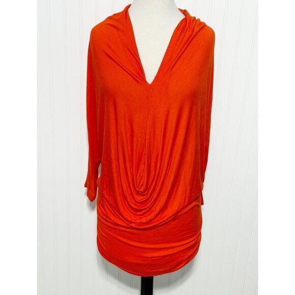 Jennifer Lopez‎ Women's V Neck Stretch Casual Long Sleeve Top Orange Size Medium - Picture 7 of 7